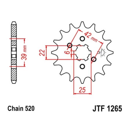 Transmission - Pignon - JTF-1265 - 520 - 12 Dents