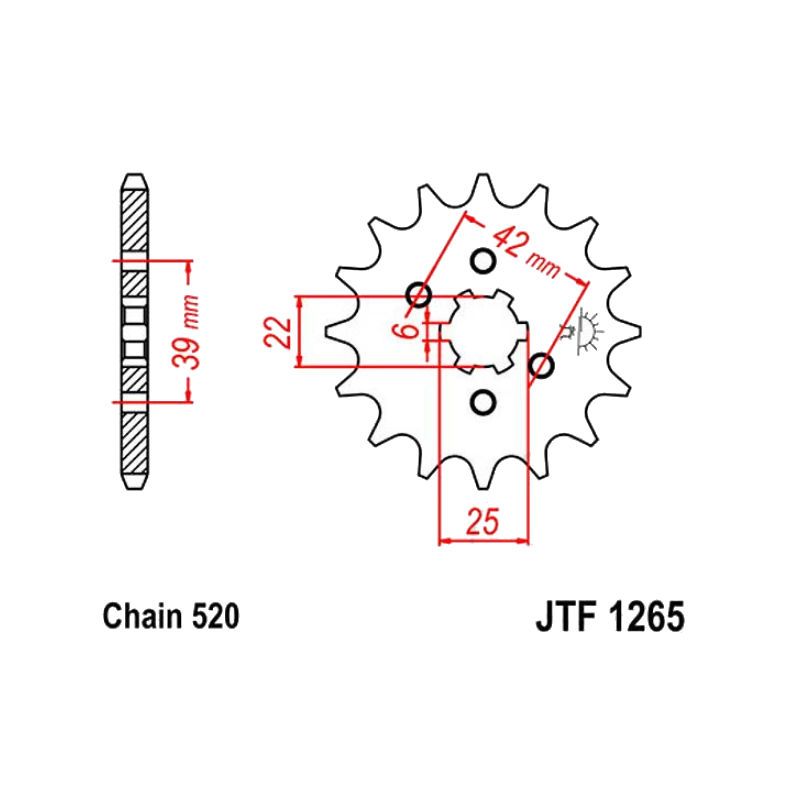 Service Moto Pieces|Transmission - Pignon - JTF-1265 - 520 - 14 Dents|Chaine 520|14,60 €