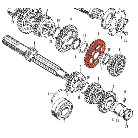 Service Moto Pieces|Boite a vitesse - Pignon 2 - CB250K|1968 - CB450 K1|109,90 €