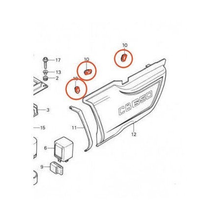 Cache Lateral - Joint caoutchouc de fixation - Silent-bloc - (x1) - CB... CX.. GL..