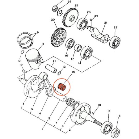 Service Moto Pieces|Moteur - Bielle - Roulement - 16x20x19.8 - 933-10216-L2|Bloc Moteur - Vilebrequin |39,90 €