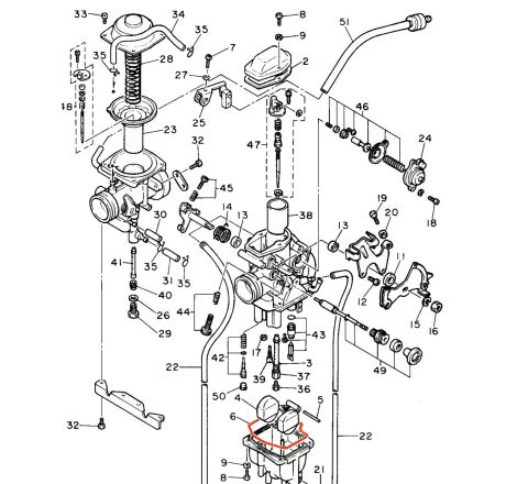 Carburateur - joint de cuve - 5Y1-14384-00  / 92055-1128 