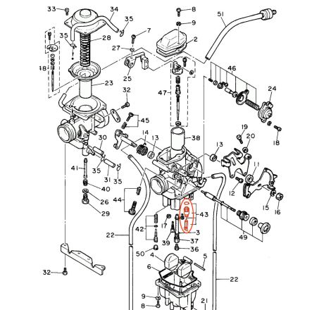 Carburateur - Pointeau + siege de carburateur - 2JN-14107-00 - XT600 - TT600 - XTZ660
