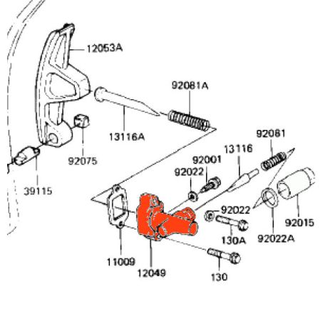 Service Moto Pieces|Distribution - Support Poussoir Tendeur - Guide "B" - 12049-1015 - KZ750....ZR750|1982 - KZ750 GP|47,00 €