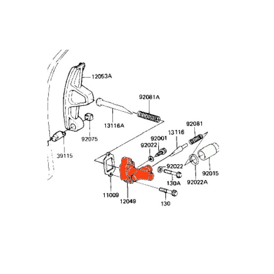 Distribution - Support Poussoir Tendeur - Guide "B" - 12049-1015 - KZ750....ZR750