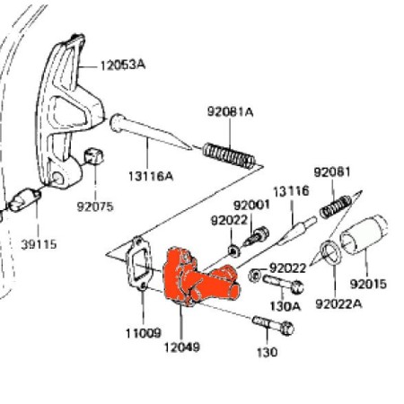 Service Moto Pieces|Distribution - Support Poussoir Tendeur - Guide "B" - 12049-1015 - KZ750....ZR750|1982 - KZ750 GP|47,00 €