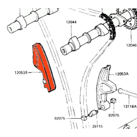 Service Moto Pieces|Distribution - Patin Tendeur - Guide "B" - 12053-1058 - KZ750....ZR750|1982 - KZ750 GP|34,00 €