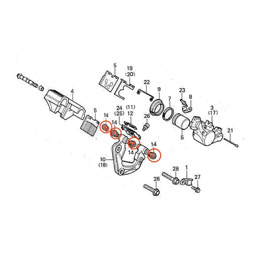 Frein - Etrier - soufflet (x1) - joint flottant de fixation - (x1)