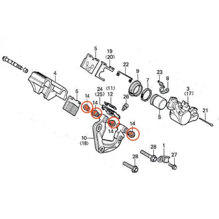 Frein - Etrier - soufflet (x1) - joint flottant de fixation - (x1)