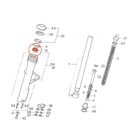 Service Moto Pieces|Fourche - Bague de guidage - Fourche - ø39 - (x1)|Fourreaux + kit + joint|13,90 €