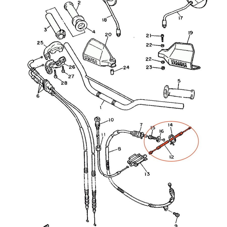 Cable - Starter - Partie Basse - 1JK-26334-00 - SRX600 - XT500Z- XT600Z