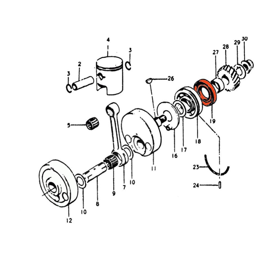 Moteur - Vilebrequin - Joint - 25x65x12mm - 09283-25019 - GT250 - (1973-1975)