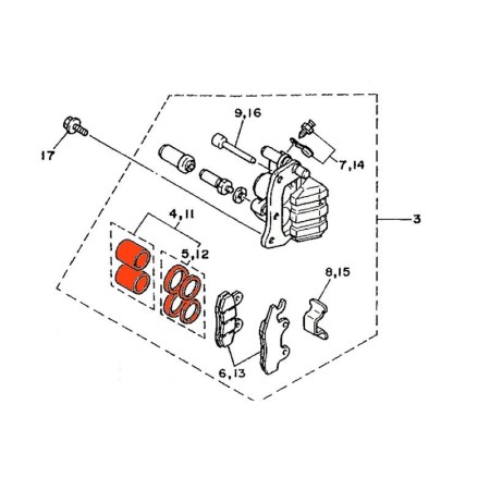 Frein - Etrier - Avant - Piston + Joint - ø 27.00 - 3LD-25802-00