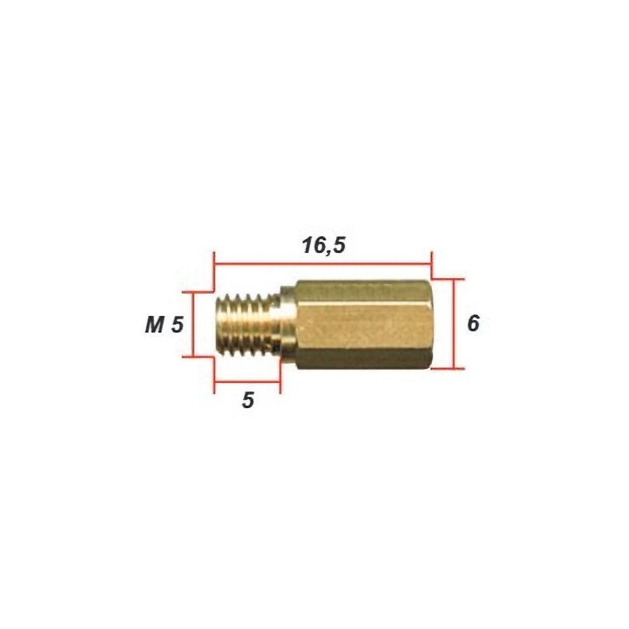 Gicleur M5.3x0.90 - Hex 6.0 - Lg 16.5 - ø 0.80mm