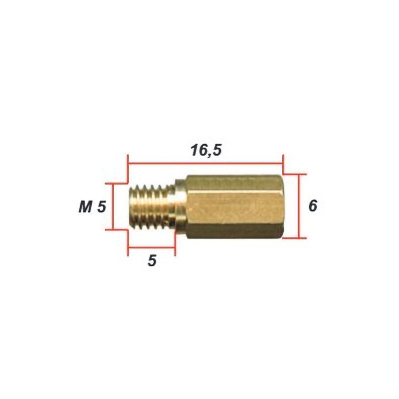 Service Moto Pieces|Gicleur M5.3x0.90 - Hex 6.0 - Lg 16.5 - ø 0.85 mm|Gicleur/Essence - Air|4,90 €