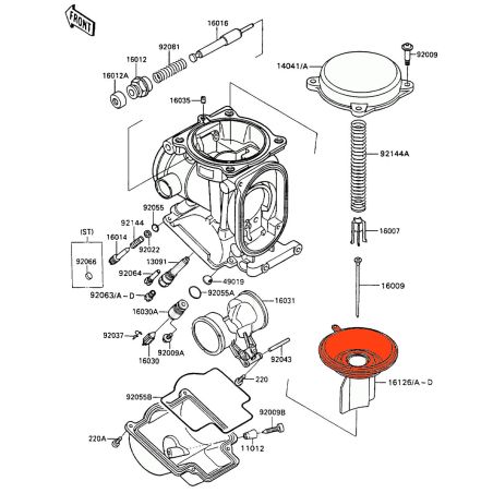Service Moto Pieces|Carburateur - Membrane - 16126-1237 - ZXR750 - ZX-7R|Boisseau - Membrane - Aiguille|29,90 €