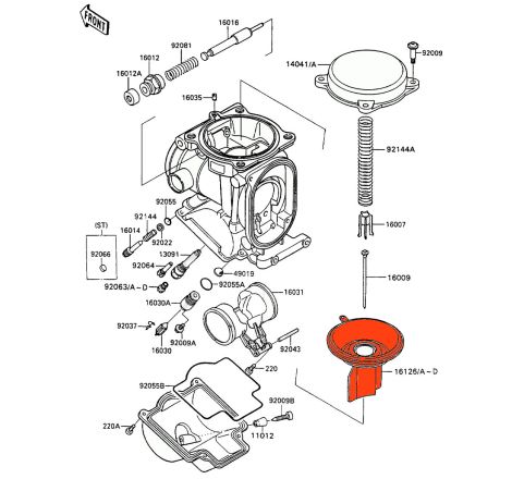 Service Moto Pieces|Carburateur - boisseau complet - 16126-1237 - ZZR1100 - ZXR750|Boisseau - Membrane - Aiguille|230,00 €