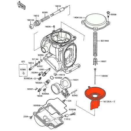Service Moto Pieces|Carburateur - boisseau complet - 16126-1237 - ZZR1100 - ZXR750|Boisseau - Membrane - Aiguille|230,00 €