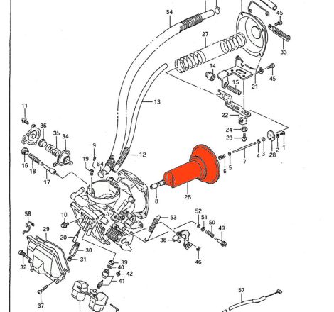 Carburateur - Boisseau Avant + membrane - 13500-38B20 - VS600-700-800-1400