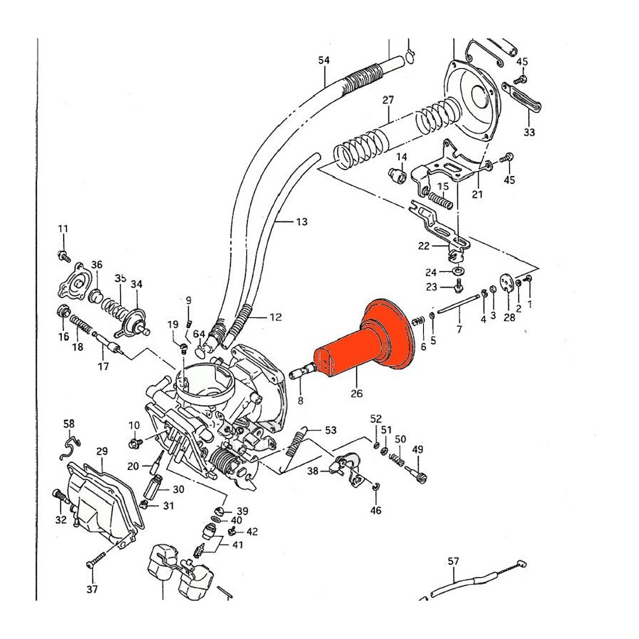 Carburateur - Boisseau Avant + membrane - 13500-38B20 - VS600, VS700, VS800, VS1400