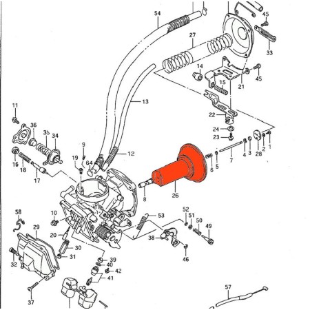 Carburateur - Boisseau Avant + membrane - 13500-38B20 - VS600, VS700, VS800, VS1400
