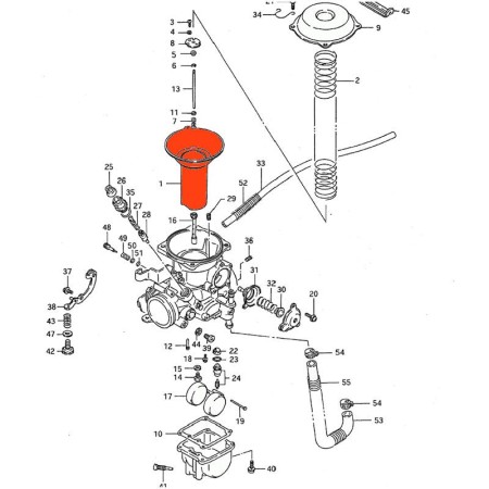Carburateur - Boisseau arriere + membrane - 13500-38B10 - VS600, VS700, VS800, VS1400