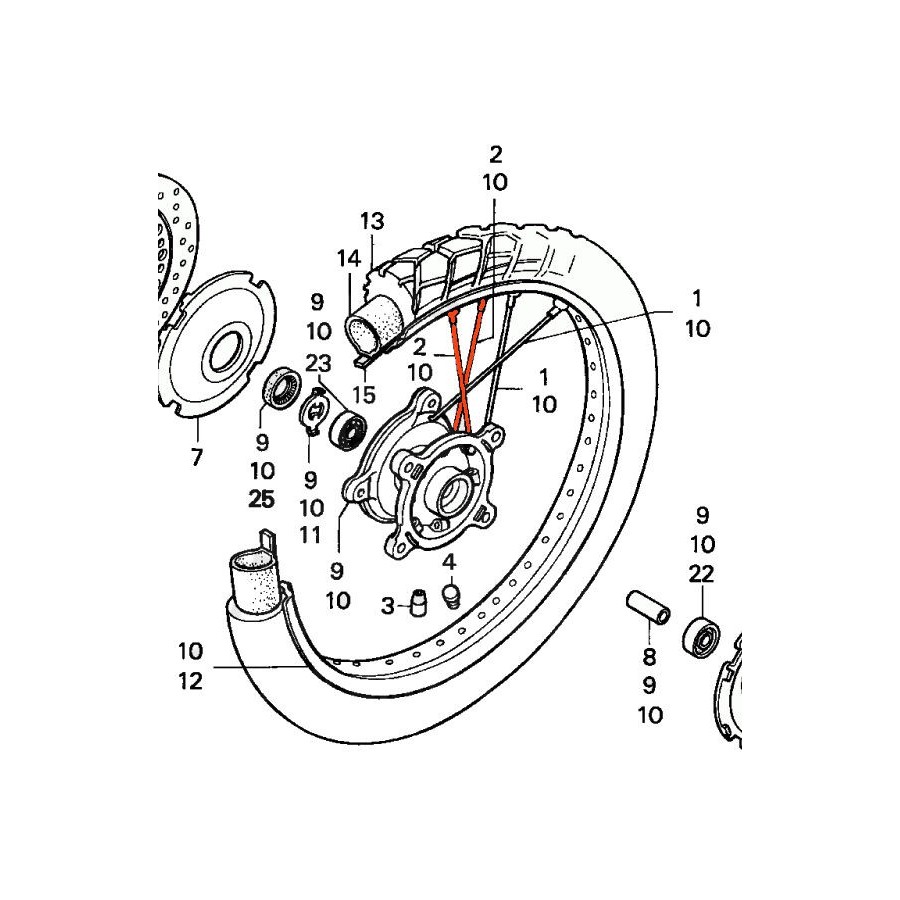 Service Moto Pieces|Roue Avant - Rayon - (N°1) - XL650V - (1997-.|non validé|12,90 €