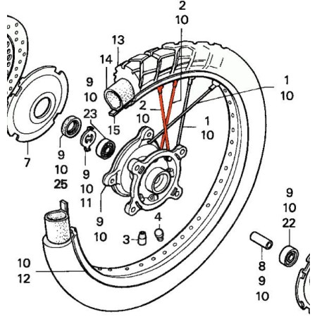 Service Moto Pieces|Roue Avant - Rayon - (N°1) - XL650V - (1997-.|non validé|12,90 €