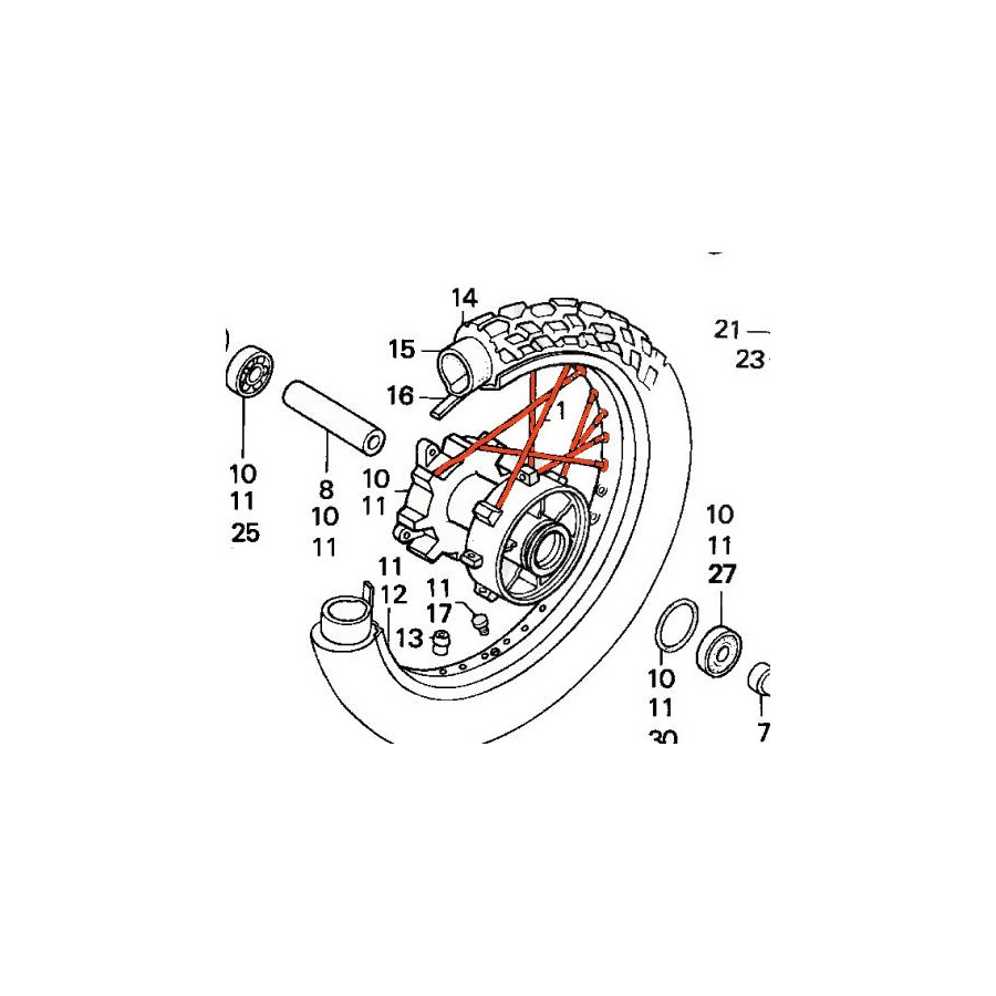 Roue Arriere - Rayon - XL650V - 1997-....