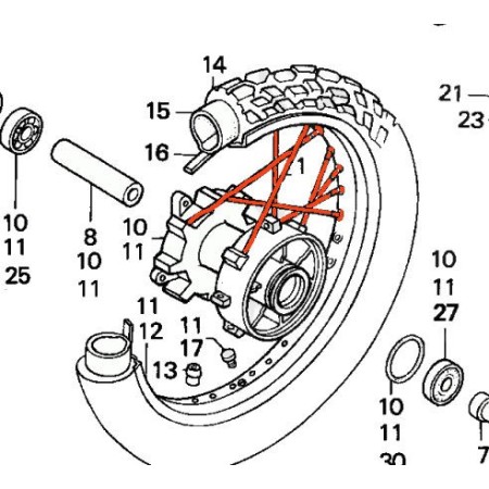 Roue Arriere - Rayon - XL650V - 1997-....