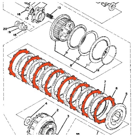 Service Moto Pieces|Embrayage - Disque garni (x8) - 341-16321-13 - EBC - XS1100|Mecanisne - ressort - roulement|102,30 €