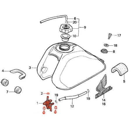 Service Moto Pieces|Robinet de Reservoir - Kit de remplacement - Honda CR50, CR80, QR50|04 - robinet|81,56 €