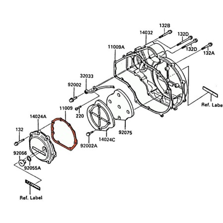 Moteur - joint de carter Gauche, 11009-1387 - 11061-1155, GPZ900, ..., ZX10, GT1000, ZZR1100