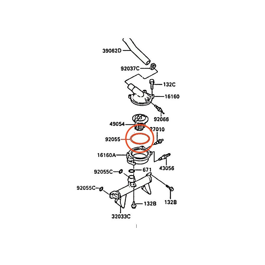 Radiateur - Joint couvercle - joint torique 53.5 x2.40mm - 92055-112 - 