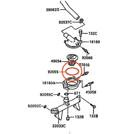 Radiateur - Joint couvercle - joint torique 53.5 x2.40mm - 92055-112 - 
