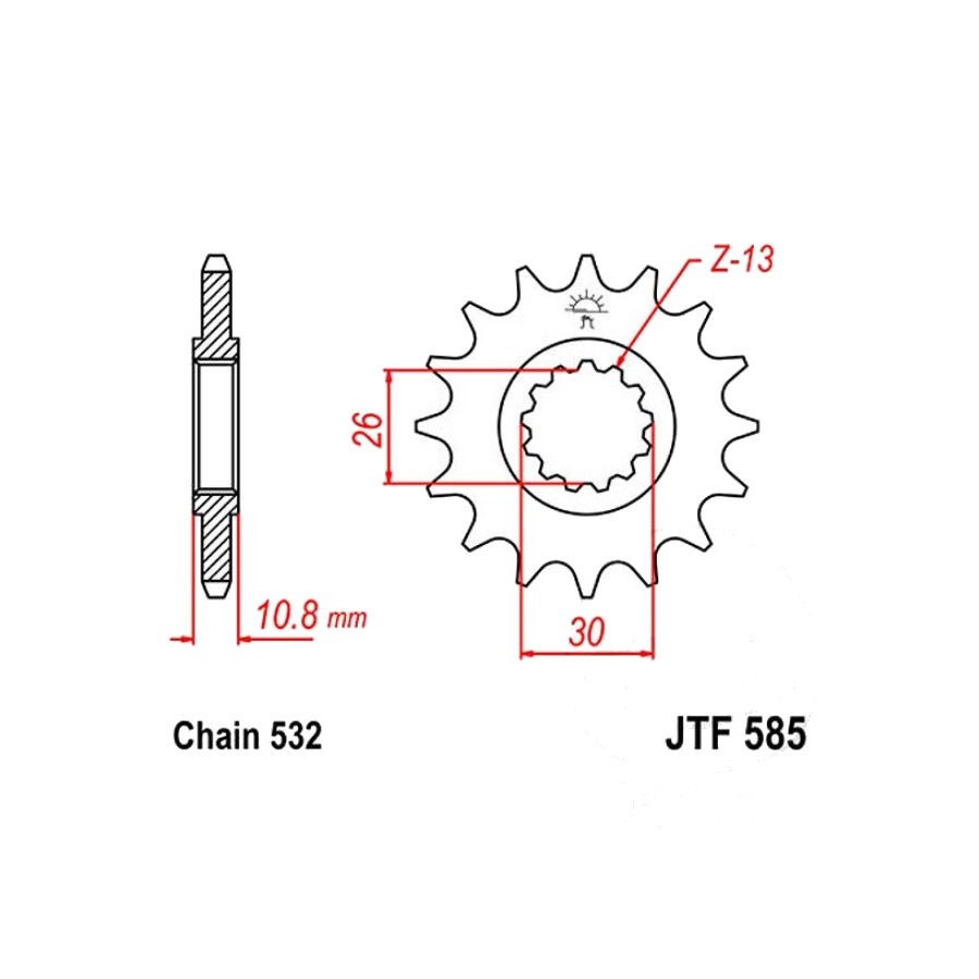 Transmission - Pignon - JTR585 - 532 - 17 Dents