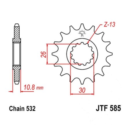 Transmission - Pignon - JTR585 - 532 - 17 Dents