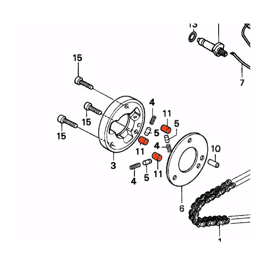 Demarreur - Roue Libre - Galet 10.2x9.5 (x1) - CB125, ..., CA125, .... CB175, CB250, CB350K