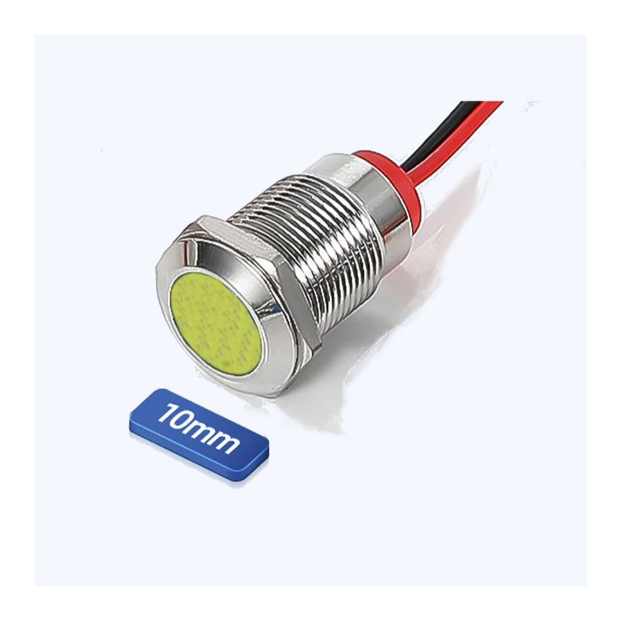 Voyant - Led - 12v - ø 10mm - Jaune - a visser