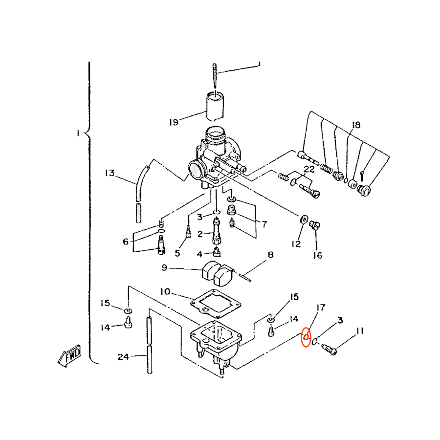 Carburateur - joint - vis de purge - 5H0-14397-00 Carburateur - joint - vis de purge - 5H0-14397-00