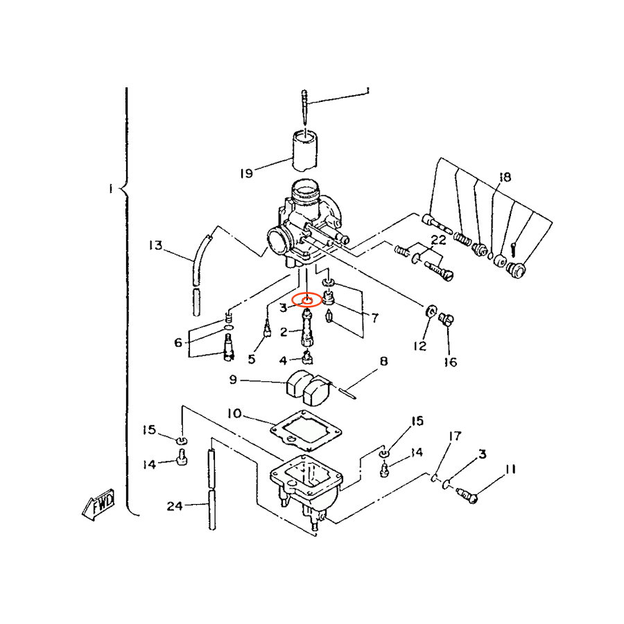 Carburateur - Joint de puit d'aiguille - (x1) - 360-24512-00 