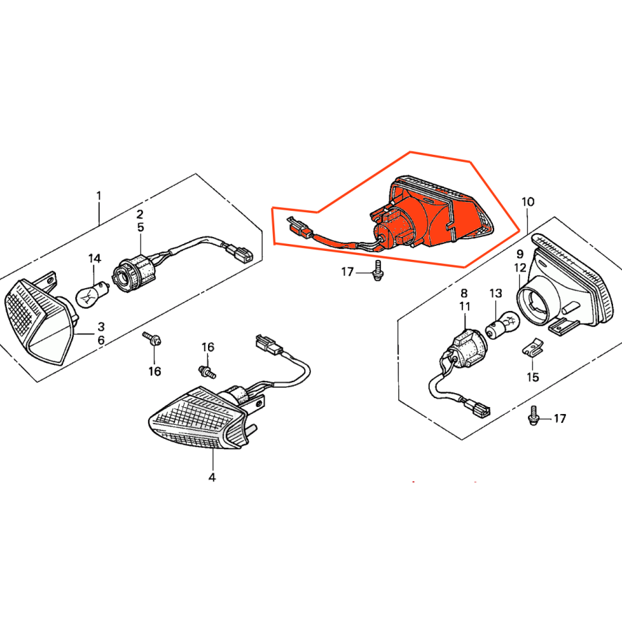 Clignotant  - Arriere Droit - VFR750 (RC36)