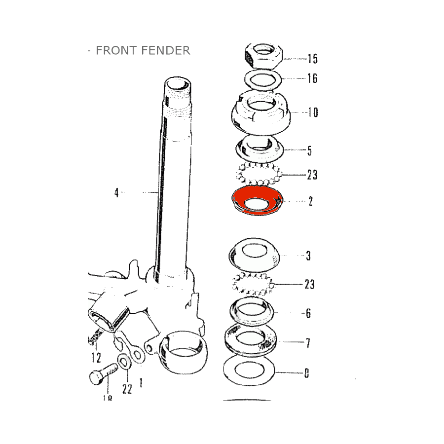 Fourche - Bague - Cuvette - Roulement de direction - 50301-200-315 - 50301-268-000