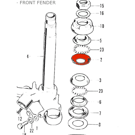 Fourche - Bague - Cuvette - Roulement de direction - 50301-200-315 - 50301-268-000