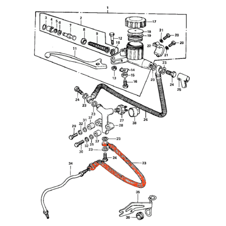 Frein - Durite basse - 43059-011 - KZ650, KZ750, KZ900, ... , KZ1000