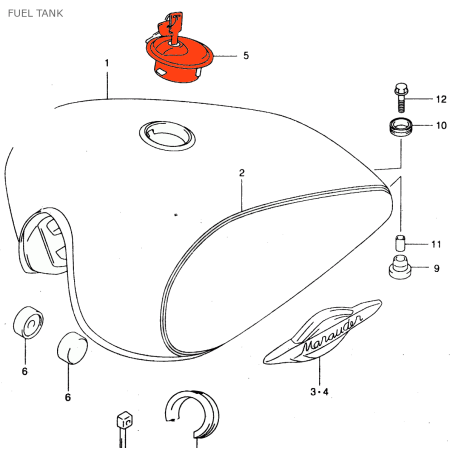 Reservoir - bouchon a clef - 44200-12870 - GZ125
