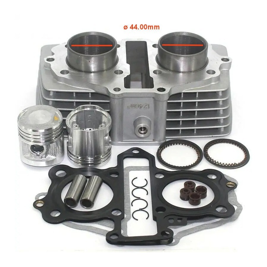 Moteur : Kit 125cm3 - bloc cylindre / Piston - ø 44mm - CB125 T - CM125C - CM125T - CA125 Rebel - CB125Td