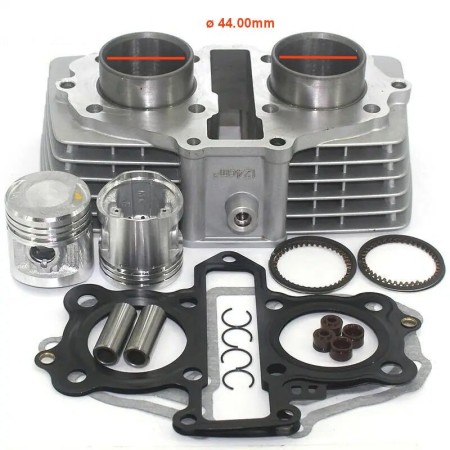 Moteur : Kit 125cm3 - bloc cylindre / Piston - ø 44mm - CB125 T - CM125C - CM125T - CA125 Rebel - CB125Td