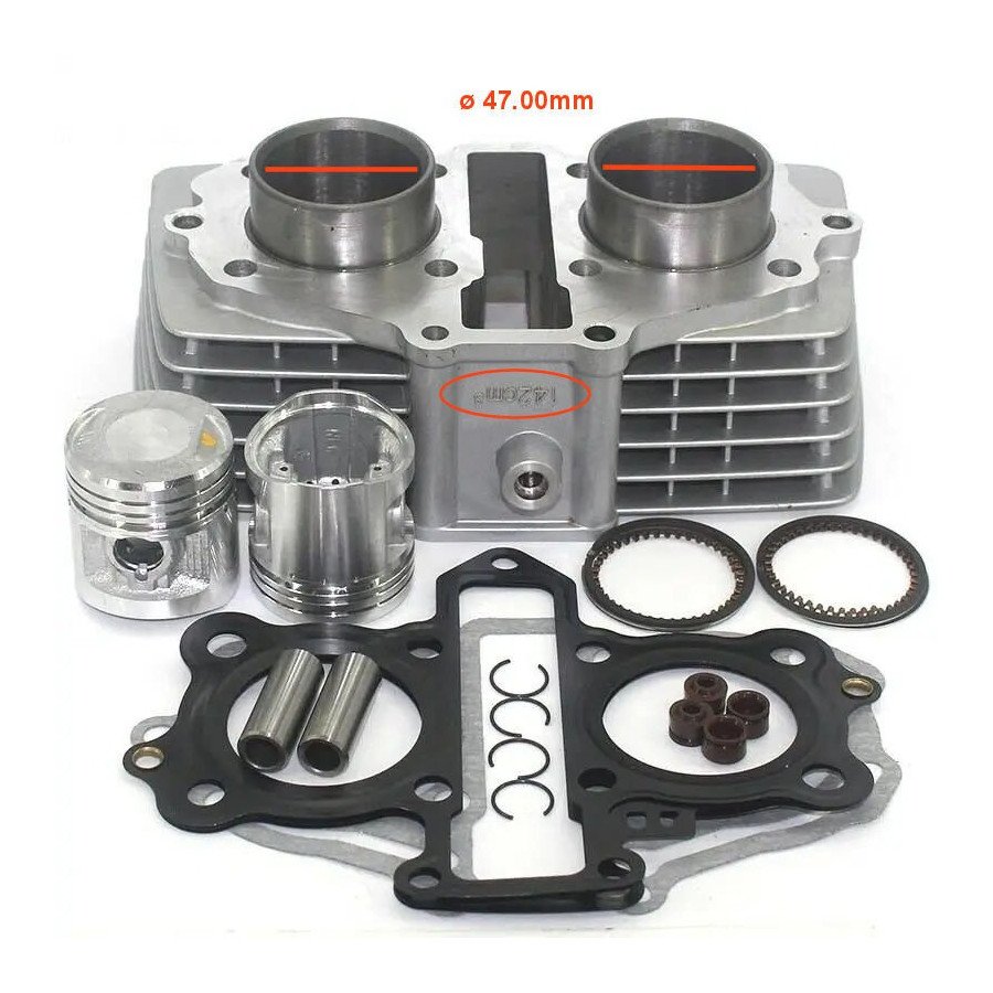 Moteur : Kit 150cm3 - bloc cylindre / Piston Gris - ø 47mm - CB125 T - CM125C - CM125T - CA125 Rebel - CB125Td