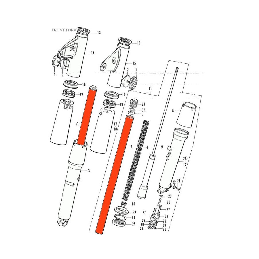 Fourche - Tube (x2) - ø 33mm - CB250K, CB350K, CB350 Four